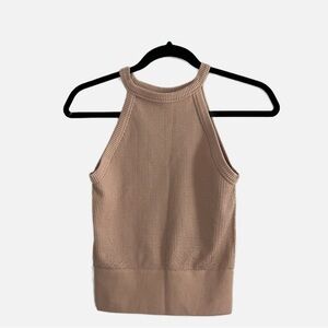 Intimately Free People Halter Neck Ribbed Tank Top Nude Beige XS/S Casual